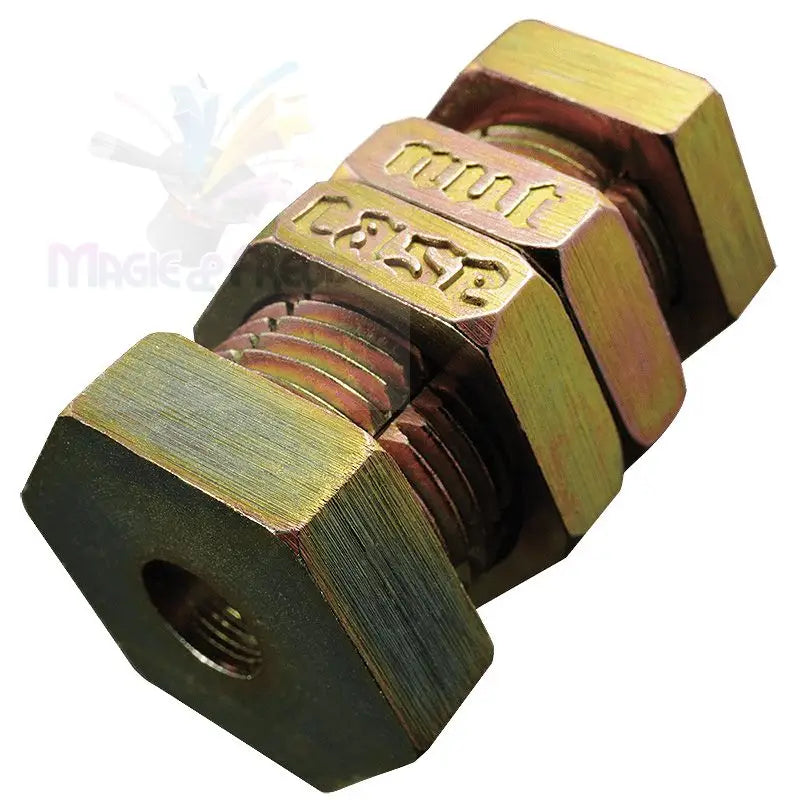 Eine goldfarbene dreiteilige Spreizanker-Baugruppe.
