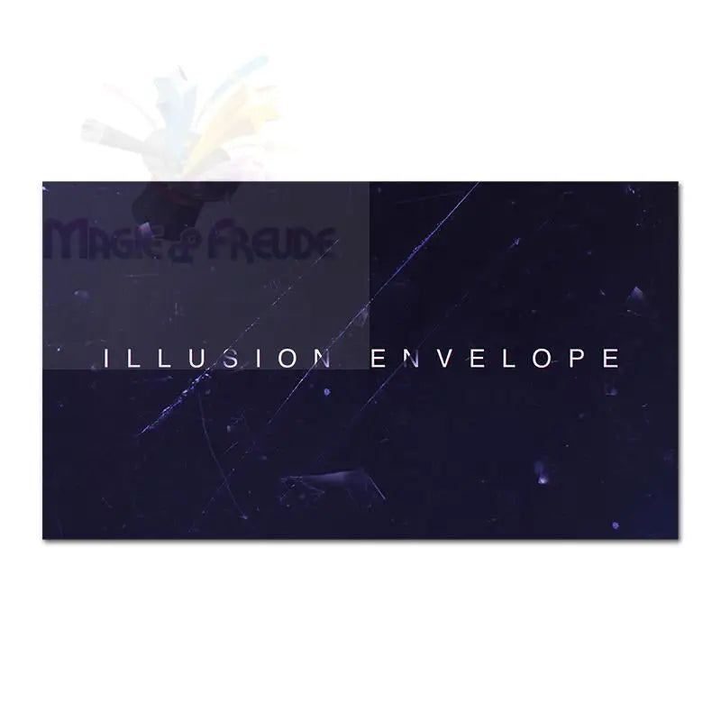 Ein dunkelblaues, rechteckiges Banner mit dünnen weißen Linien und Flecken, auf dem in weißen Großbuchstaben der Text ’ILLUSION ENVELOPE’ steht.