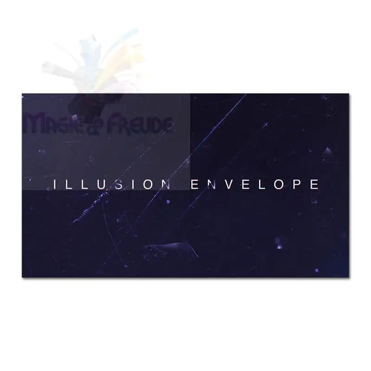 Ein dunkelblaues, rechteckiges Banner mit dünnen weißen Linien und Flecken, auf dem in weißen Großbuchstaben der Text ’ILLUSION ENVELOPE’ steht.
