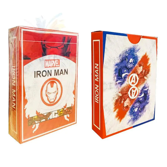 Zwei Marvel-Spielkartendecks zum Thema Iron Man.