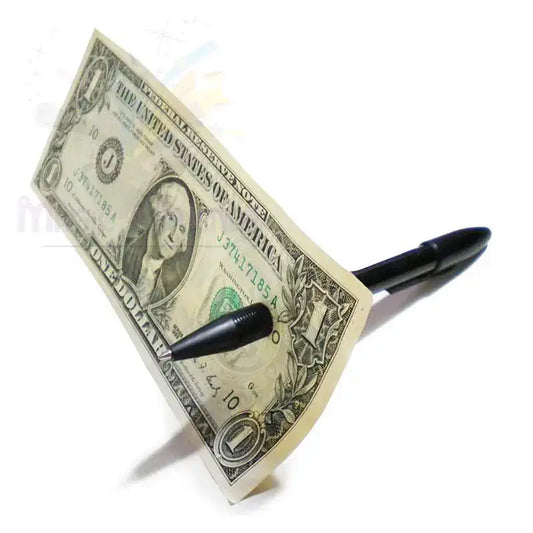 Magischer Trickstift durch Dollar-Schein, Zaubertrick, Illusionszubehör auf weißem Hintergrund