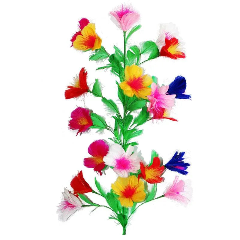 Bühnenzaubertricks: buntes Federblüten-Bouquet als magische Bühnenrequisite für große Auftritte