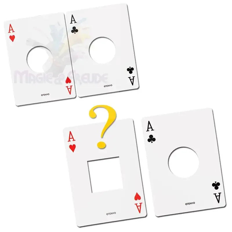 Zaubertrick Karten mit runden und quadratischem Loch, Ass Herz und Ass Kreuz, DeinZaubershop.com
