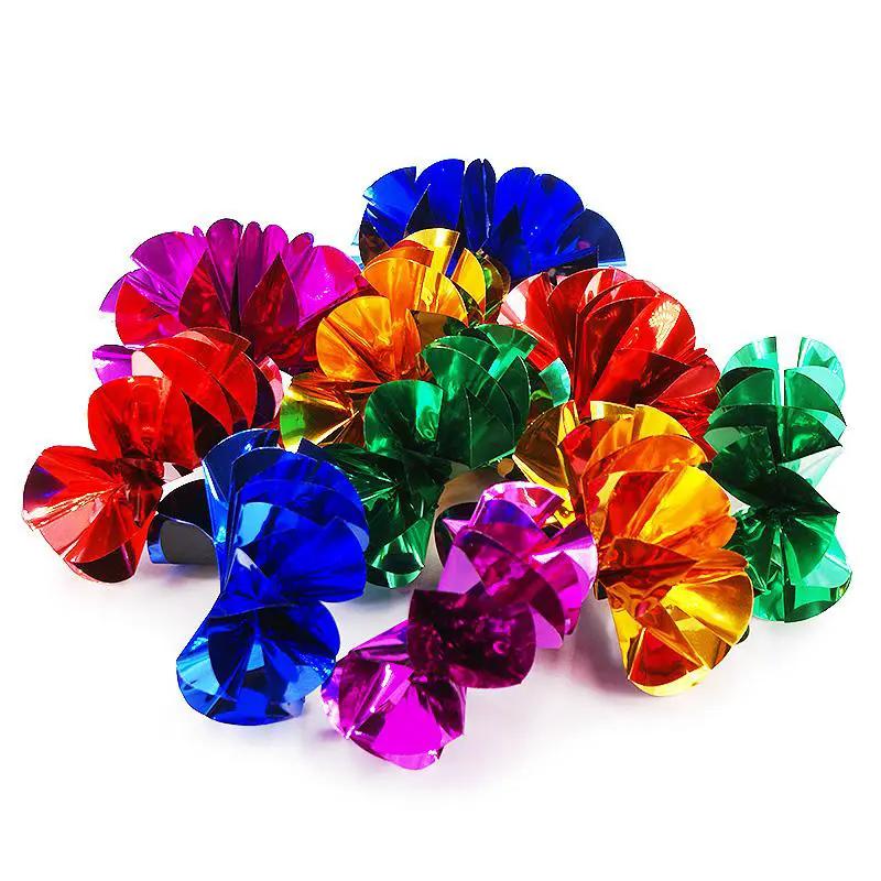 Bare Hand Flower Production - 10 Multicolored Mylar Flowers by Difatta
