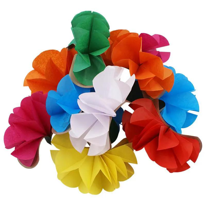 Bare Hand Flower Production - 10 Multicolored Paper Flowers by Difatta