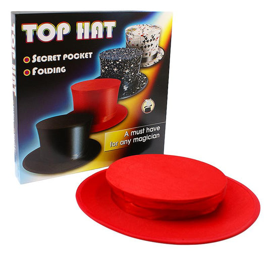 Folding Top Hat with Secret Pocket - Red