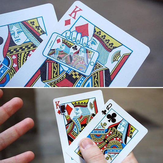 Zaubertrick Spielkarten mit Smartphone-Motiv, Karo König und Kreuz Dame, Nahaufnahme