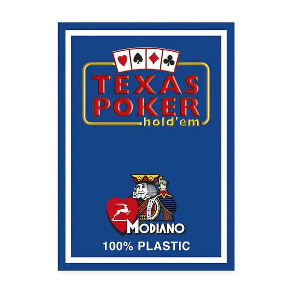 Texas Hold'em Poker Spielkarten, Modiano, 100% Plastik, blaues Kartendeck mit Herz, Pik, Karo, Kreuz Symbolen
