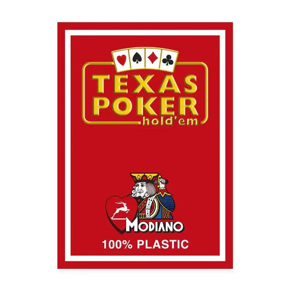 Texas Hold'em Poker Kartenspiel, 100% Plastik, Modiano, rote Schachtel, Spielkarten-Design
