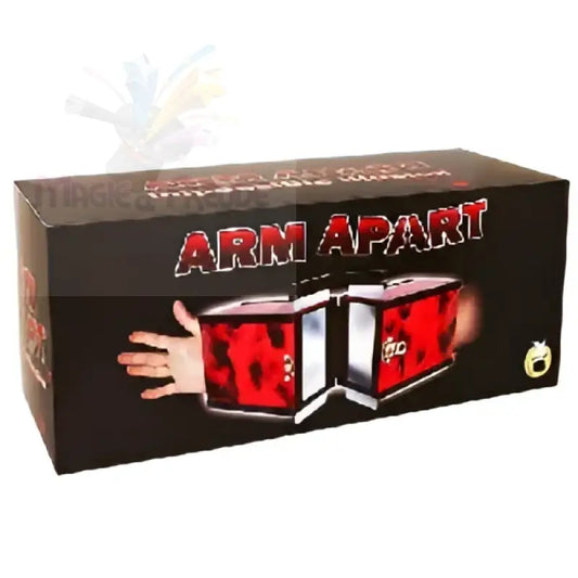 Ein Zaubertrickkasten für eine ’unmögliche Illusion’ mit einem Arm.