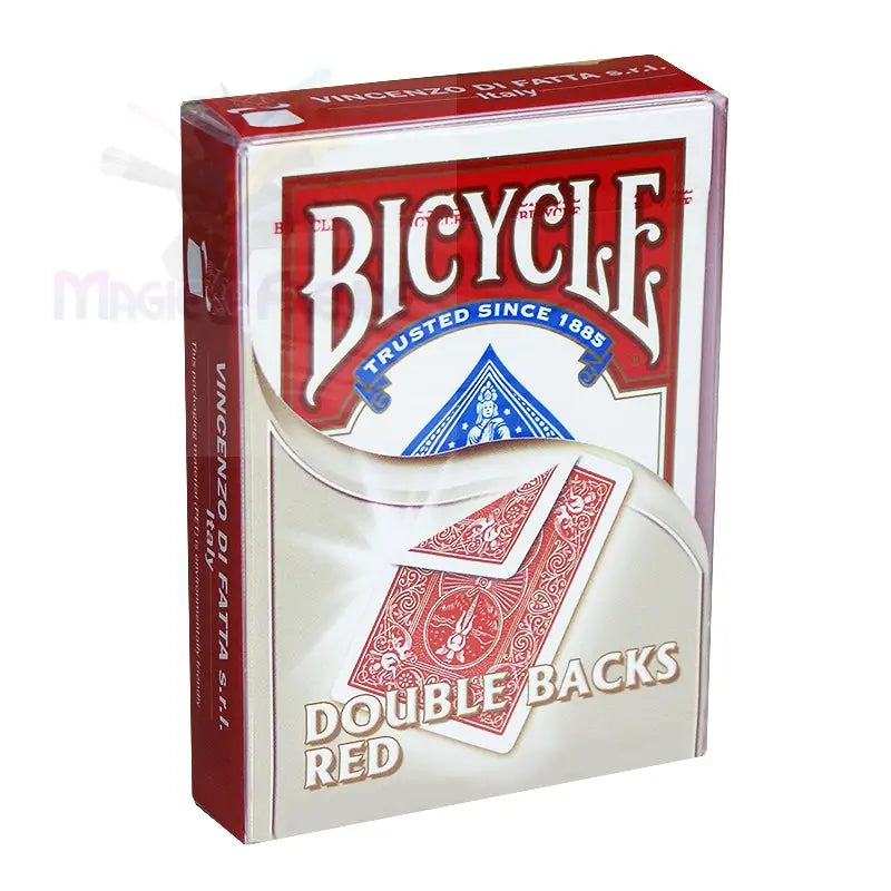 Ein Päckchen Spielkarten der Marke Bicycle mit dem Design ’Double Backs Red’.