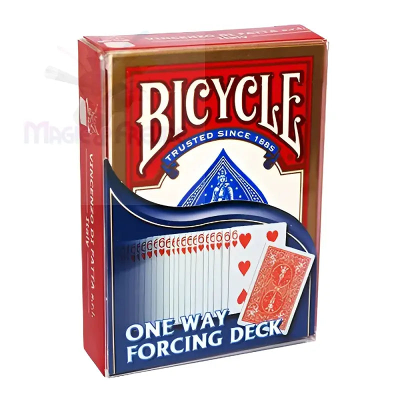 Rotes und goldenes Bicycle One Way Forcing Spielkartenset.