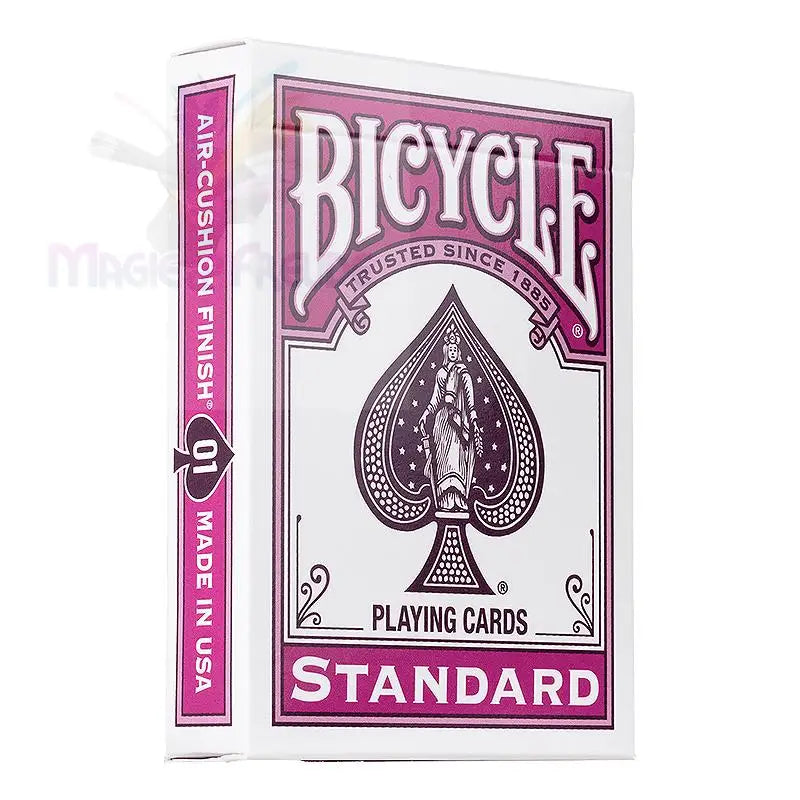 Ein Deck von Bicycle Standard Spielkarten mit einem rosa Design.