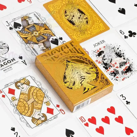 Bicycle - Gold Dragon Playing Cards by Difatta
