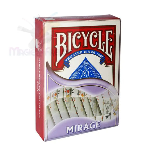 Ein Spiel mit Spielkarten der Marke Bicycle in einer Schachtel mit Sichtfenster zum Thema ’Mirage’.
