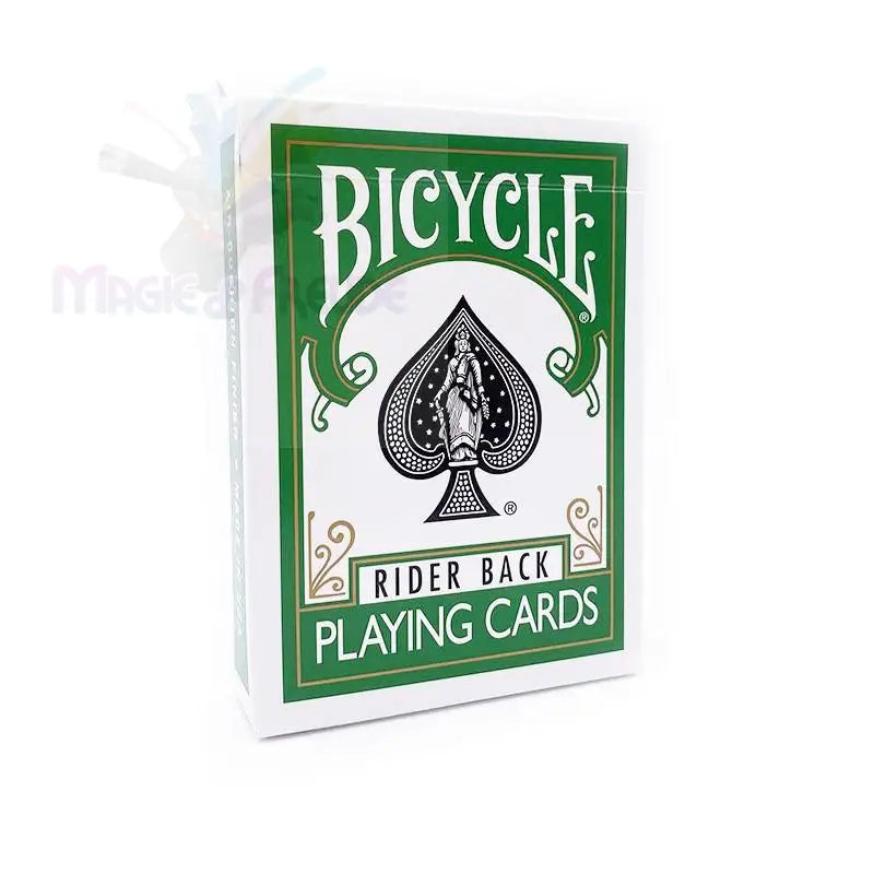 Eine grün umrandete Schachtel mit Bicycle Rider Back Spielkarten.
