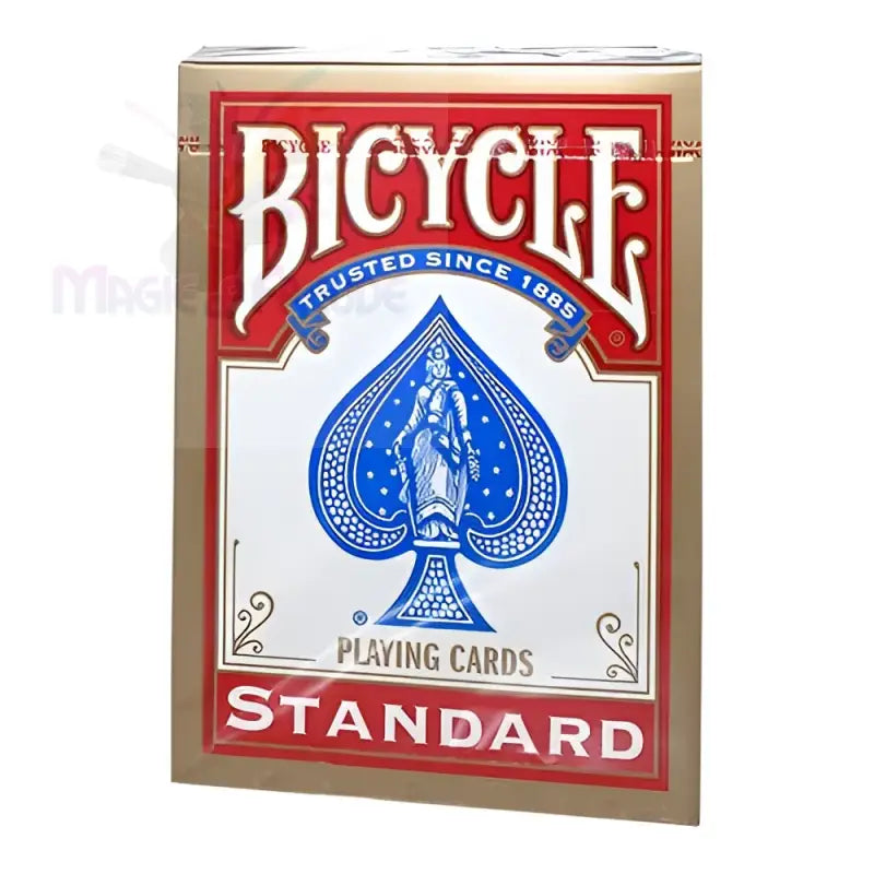 Ein versiegeltes Deck von Bicycle Standard Spielkarten in einer goldenen Schachtel.