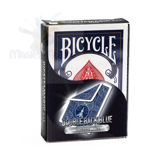 Ein Kartenspiel von Bicycle mit einem ’Double Back Blue’-Design.