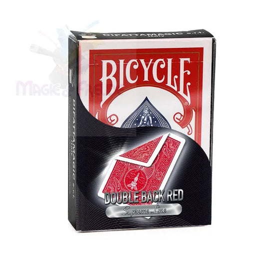 Ein Deck von Spielkarten der Marke Bicycle in einer schwarz-roten Schachtel.