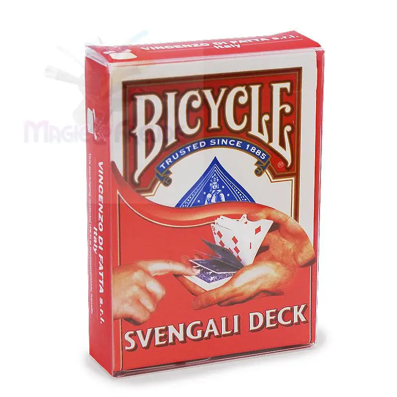 Ein rotes Bicycle Svengali Zaubertrick-Kartenspiel.