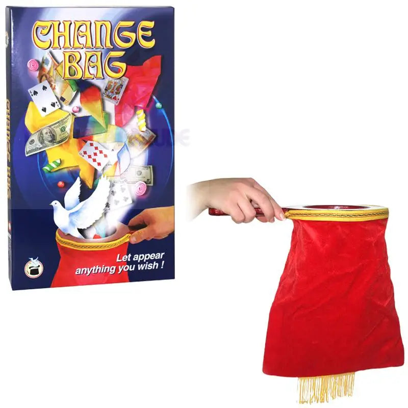 Ein magischer Wechselsack mit einer Box, in der verschiedene Gegenstände erscheinen und verschwinden.