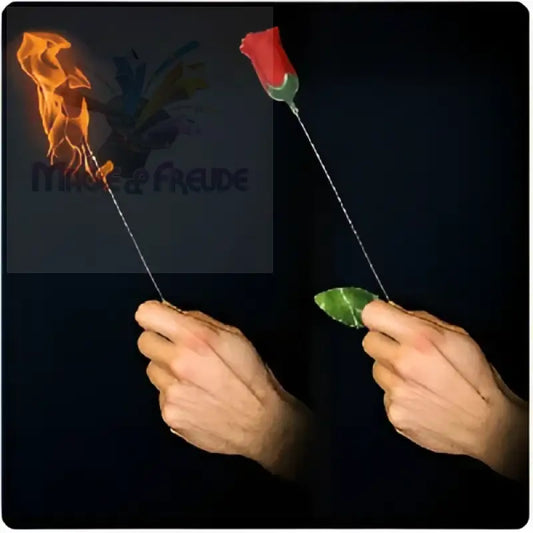 Ein Zaubertrick-Requisit, das Feuer in eine Rose verwandelt.
