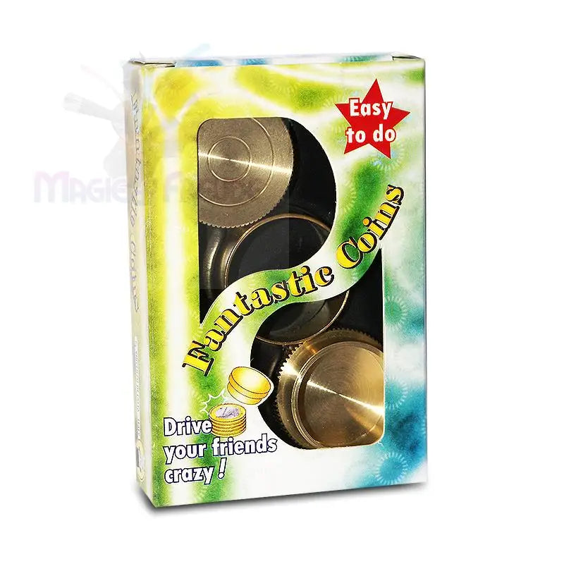 Eine Schachtel mit ’Fantastischen Münzen’ für Zaubertricks.