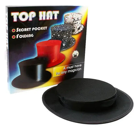 Folding Top Hat with Secret Pocket - Black by Difatta
