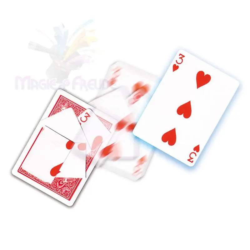 Herz Drei Spielkarte in Bewegung