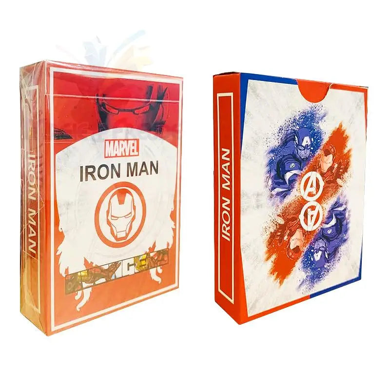 Zwei Marvel-Spielkartendecks zum Thema Iron Man.