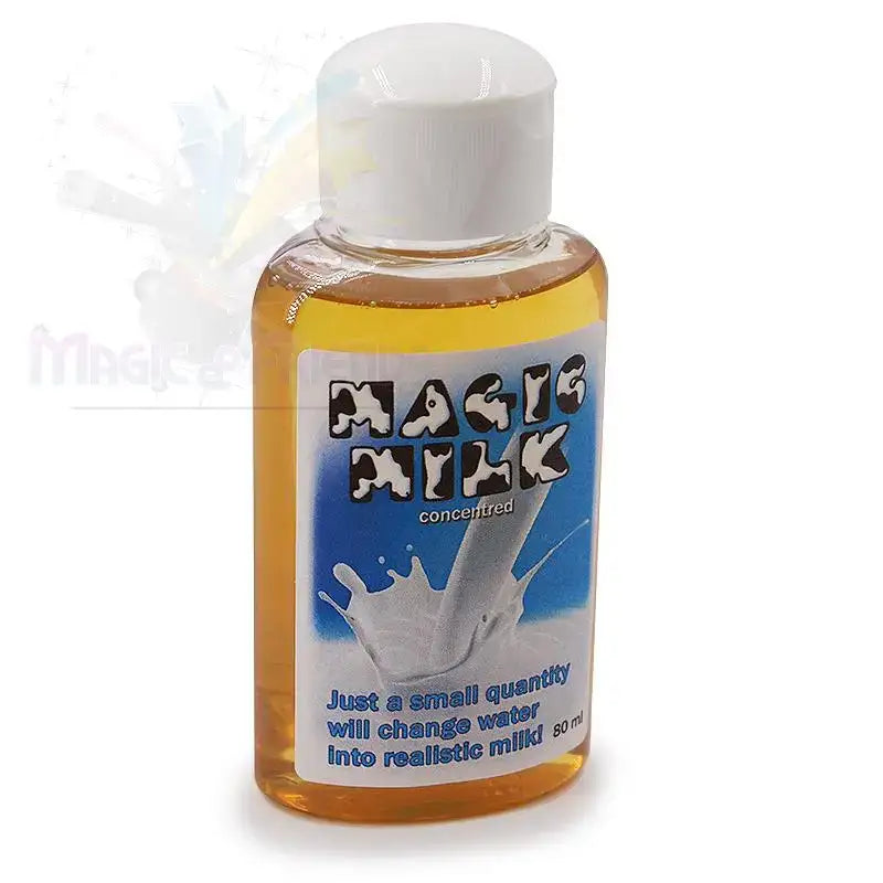 Zaubertrick-Flasche Magic Milk Konzentrat mit weißem Deckel und blauer Milch-Spritzer Grafik