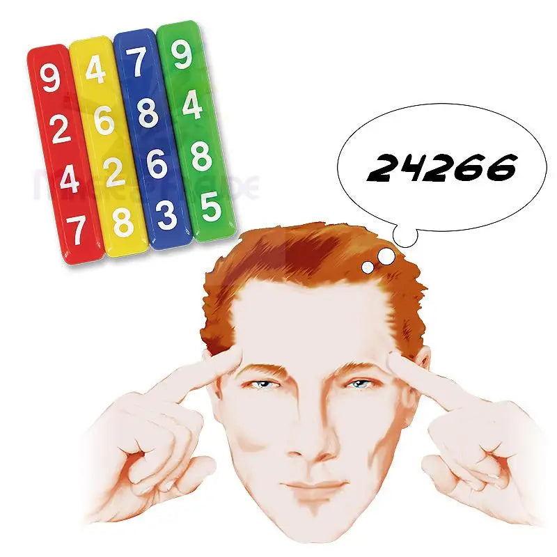 Gehirnjogging-Puzzle mit bunten Zahlenplättchen.