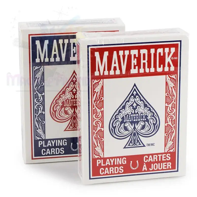 Maverick Spielkarten in blauer und roter Verpackung für Zaubertricks und Kartenspiele