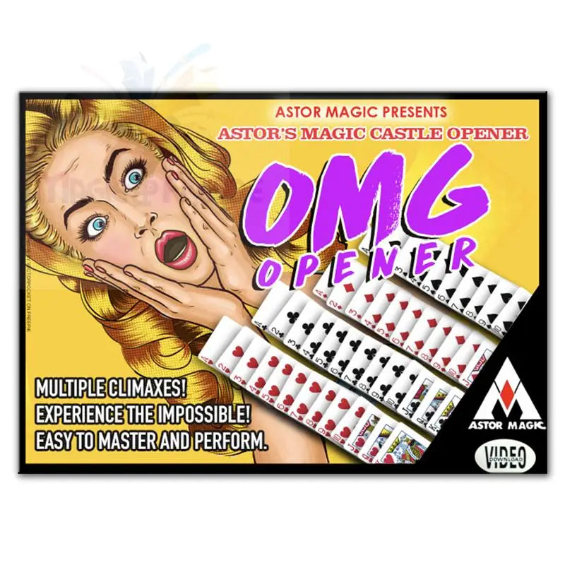 Ein Zaubertrickset, bei dem eine Spielkarte aufgedeckt wird.