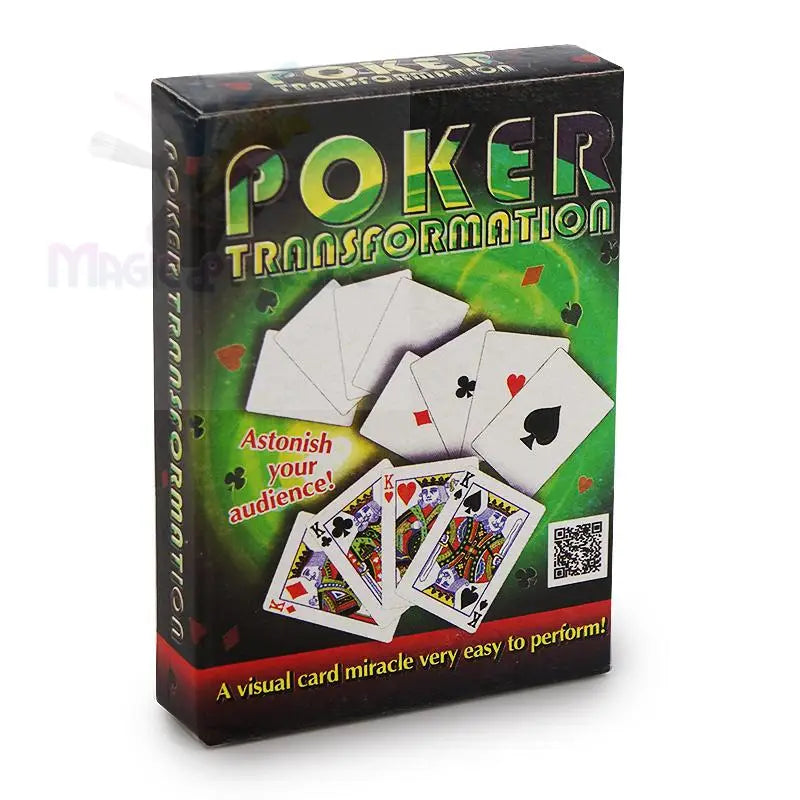 Eine Schachtel mit ’Poker Transformation’-Spielkarten für Zaubertricks.