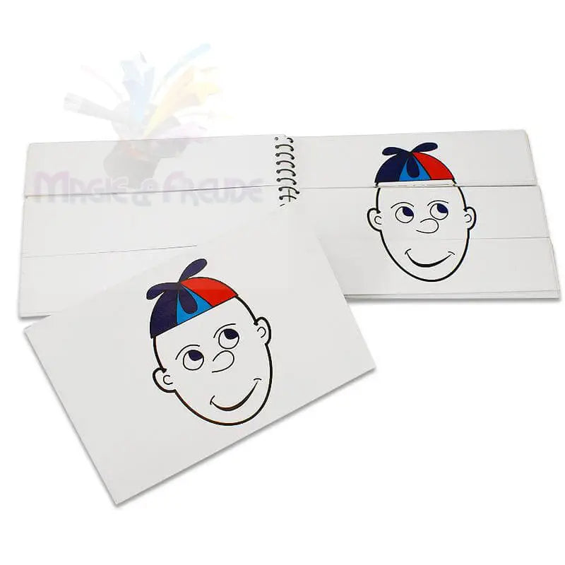 Prediction Sketch Book showcasing various facial expressions and hats in a ring-bound pad.