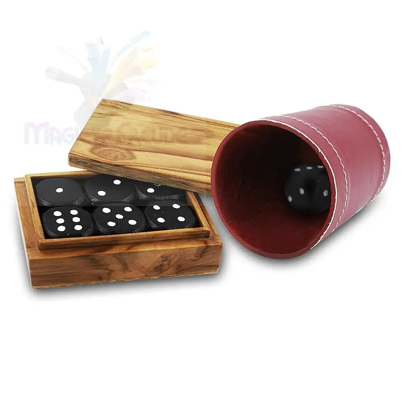 Problema - Teak Wood Box and Leather Dice Cup - Magic Product