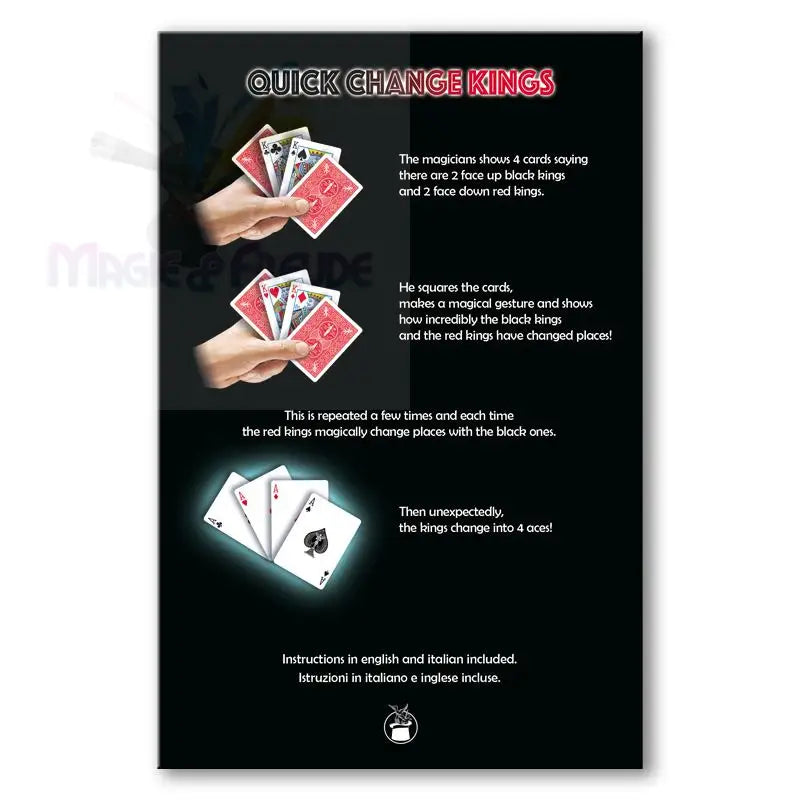 Zaubertrick-Anweisungskarte für eine Kartenillusion.