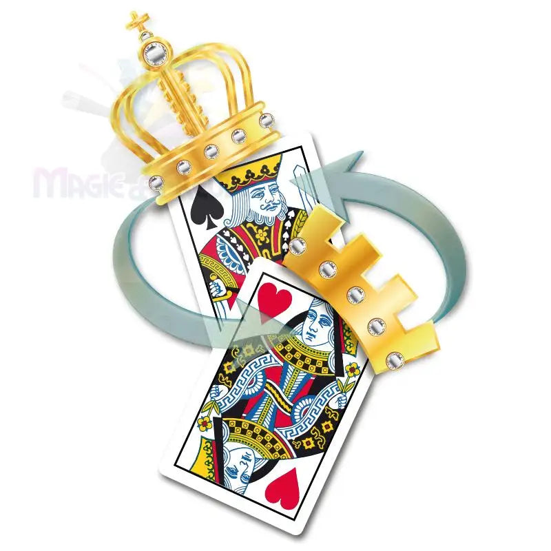 Spielkarten mit Kronen und einem Pfeil.