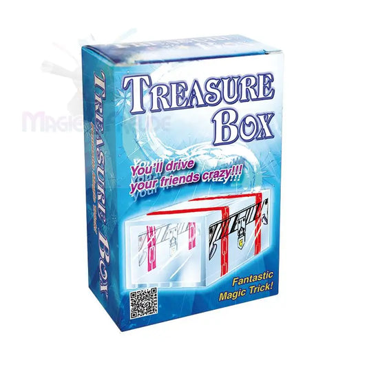 Ein blaues ’Treasure Box’-Zaubertrickset, das mehrere durchsichtige Boxen enthält.