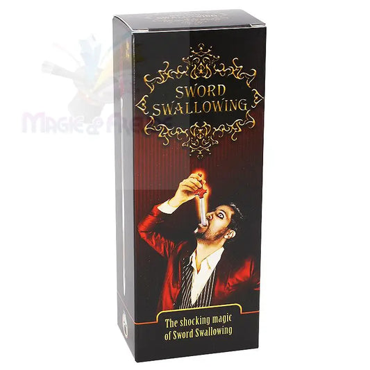 Zaubertrickbox mit einer schwertschluckenden Nummer.