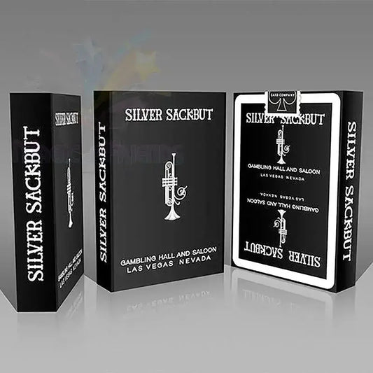 Silver Sackbut Playing Cards - Black by Difatta