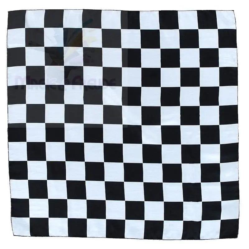 Schwarz-weiß karierte Flagge.