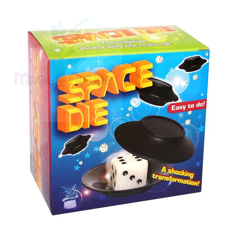 Ein Zaubertrickspielzeug in einer bunten Schachtel.