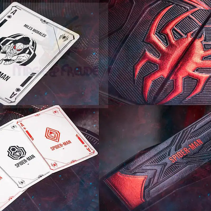Ein Satz Spielkarten zum Thema Spider-Man und eine passende Kartenbox.