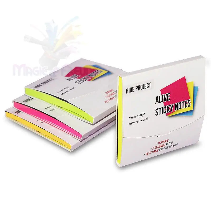 Packungen mit bunten Haftnotizen.