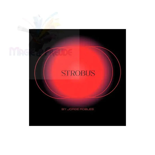 Ein schwarzes Albumcover mit einer rot leuchtenden Kugel in der Mitte, auf der der Titel ’STROBUS’ und ’BY JORGE ROBLES’ steht.