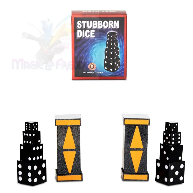 Zaubertrick mit verschachtelten Würfeln und zwei Säulen.