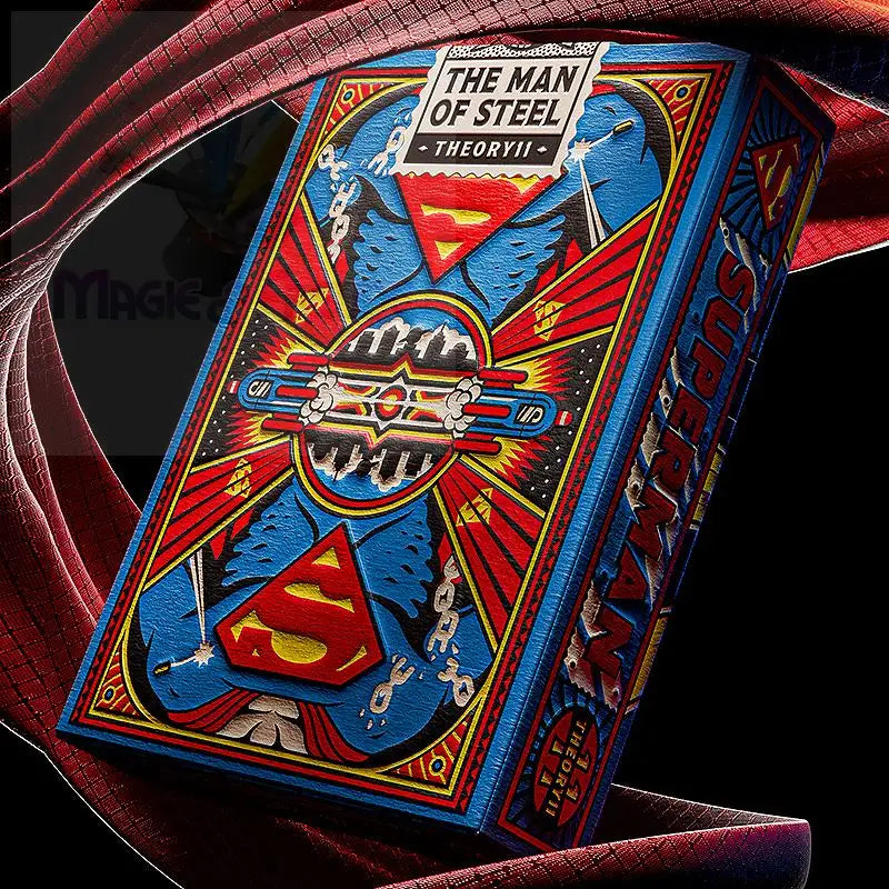 Ein leuchtendes, blaues und rotes Superman-Spielkartendeck von Theory11.