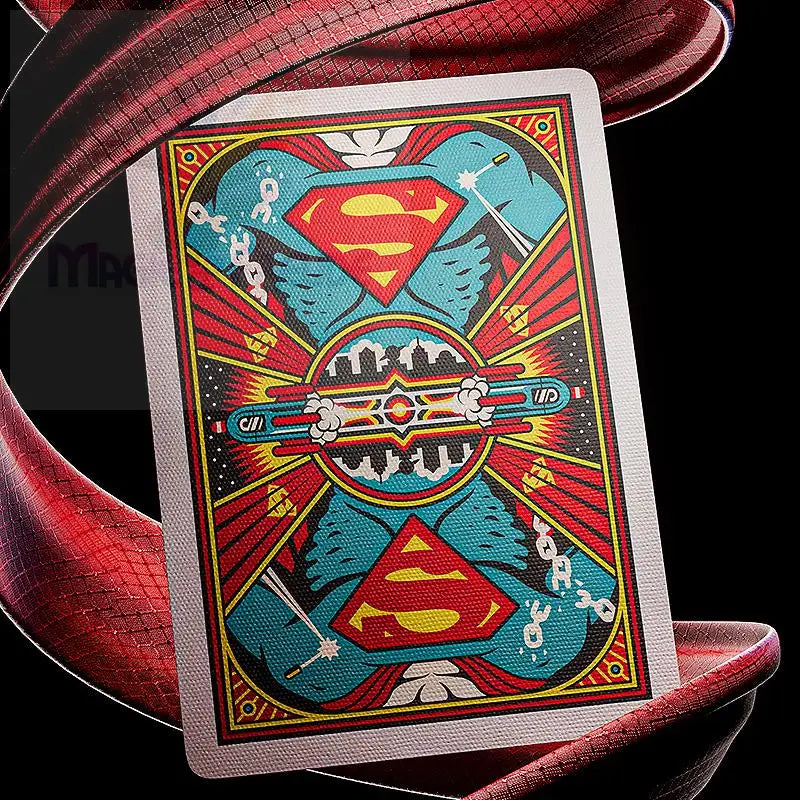 Superman-Spielkarte mit lebhaftem, kompliziertem Design.